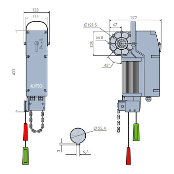 Комплект осевого привода Alutech TR-5024-400KIT, для промышленных ворот_s_